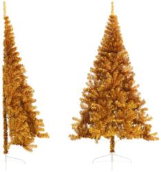 vidaXL Jumatate brad de Craciun cu suport, auriu, 240 cm, PET GartenMobel Dekor (344694)