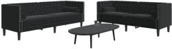 vidaXL Set canapele Chesterfield cu perne rulou 2 piese negru catifea GartenMobel Dekor (3209296) Canapea