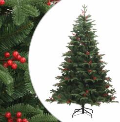 vidaXL Pom Craciun artificial cu balamale, conuri, fructe rosii 210 cm GartenMobel Dekor (358377)