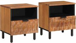 vidaXL Set 2 noptiere maro din lemn masiv de mango, 40 x 33 x 46 cm (4017907)