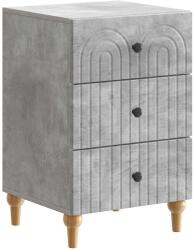 vidaXL Noptiera gri beton cu 3 sertare, 43x41x66, 5 cm, lemn prelucrat (894098)