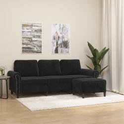 vidaXL Canapea cu 3 locuri si taburet, negru, 180 cm, catifea GartenMobel Dekor (3201220) Canapea