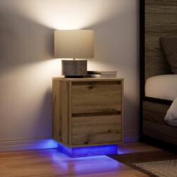 vidaXL Noptiere cu lumini LED 2 buc Stejar Artisan 38x34x50 cm GartenMobel Dekor (861300)