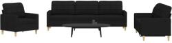 vidaXL Set de canapele, 3 piese, negru, textil GartenMobel Dekor (3278291) Canapea