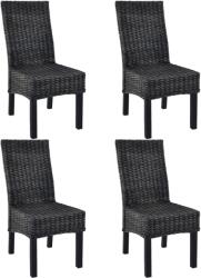 vidaXL Scaune de bucatarie, 4 buc. , negru, ratan Kubu & lemn de mango GartenMobel Dekor (275469)