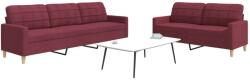 vidaXL Set de canapea, 2 piese, rosu vin, material textil GartenMobel Dekor (3278325) Canapea
