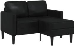 vidaXL Canapea cu 2 locuri si sezlong în forma de L, neagra, 125 cm, piele ecologica GartenMobel Dekor (4107083) Canapea