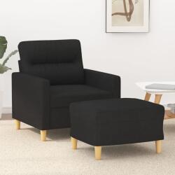vidaXL Fotoliu canapea cu taburet, negru, 60 cm, material textil GartenMobel Dekor (3201069) Canapea