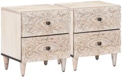 vidaXL Set 2 noptiere albe din lemn masiv de mango, 40 x 33, 5 x 46 cm (4018367)