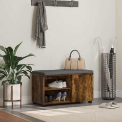 vidaXL Banca pentru hol cu perna Simplu Stejar fumuriu 80 x 38 x 46 cm GartenMobel Dekor (891508)