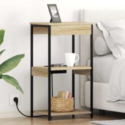 vidaXL Noptiera stejar sonoma cu statie de încarcare, 41x31x76 cm (859546)