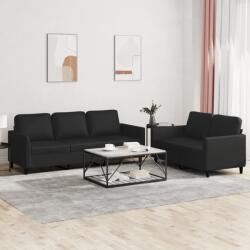 vidaXL Set de canapele cu perne, 2 piese, negru, piele ecologica GartenMobel Dekor (3201760) Canapea