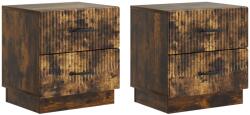 vidaXL Set 2 noptiere stejar fumuriu, 4 sertare, 43 x 34, 5 x 44, 5 cm (895226)