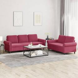 vidaXL Set canapele cu perne, 2 piese, rosu vin, catifea GartenMobel Dekor (3202254) Canapea