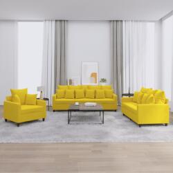vidaXL Set de canapele cu perne, 3 piese, galben, catifea GartenMobel Dekor (3201686) Canapea