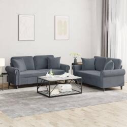 vidaXL Set canapea cu perne, 2 piese, gri închis, catifea GartenMobel Dekor (3202231) Canapea