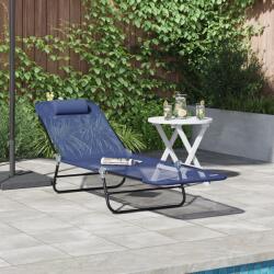 vidaXL Sezlong pliabil cu suport pentru cap bleumarin Textilena GartenMobel Dekor (42003154)
