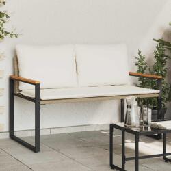 vidaXL banca cu perna Bej si alb crem 115 x 65 x 72 cm Ratan GartenMobel Dekor (42026943)