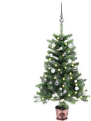 vidaXL Brad Craciun pre-iluminat artificial, set globuri, verde, 65 cm GartenMobel Dekor (3077723)