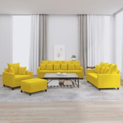 vidaXL Set de canapele cu perne, 4 piese, galben, catifea GartenMobel Dekor (3201696) Canapea