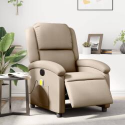vidaXL Fotoliu electric masaj rabatabil, cappuccino, piele ecologica GartenMobel Dekor (3204225)
