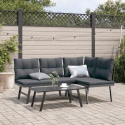 vidaXL Banci de gradina cu perne 2 buc negru otel vopsit electrostatic GartenMobel Dekor (4008105)