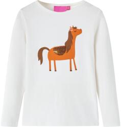 vidaXL Tricou pentru copii cu maneci lungi, ecru, 128 GartenMobel Dekor (13627)