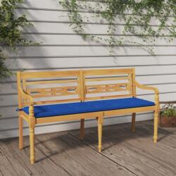 vidaXL Banca Batavia cu perna albastru regal, 150 cm, lemn masiv tec GartenMobel Dekor (3100836)