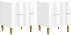 vidaXL Set 2 noptiere albe lucioase cu 2 sertare, 43 x 34, 5 x 48 cm (894534)