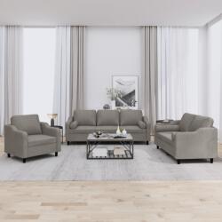 vidaXL Set de canapele cu perne, 3 piese, gri taupe, textil GartenMobel Dekor (3201793) Canapea