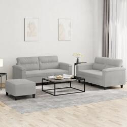 vidaXL Set de canapele cu perne, 3 piese, gri deschis, microfibra GartenMobel Dekor (3202321) Canapea