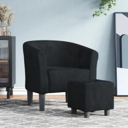 vidaXL Fotoliu tip cuva cu taburet, negru, catifea GartenMobel Dekor (356451)