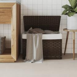 vidaXL Cos de rufe cu capac, maro închis, 55, 5x35x34 cm, poliratan GartenMobel Dekor (372050)