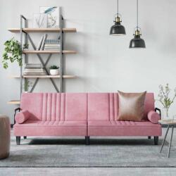 vidaXL Canapea extensibila cu cotiere, roz, catifea GartenMobel Dekor (351897) Canapea