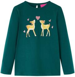 vidaXL Tricou de copii cu maneci lungi verde închis 92 GartenMobel Dekor (13654)