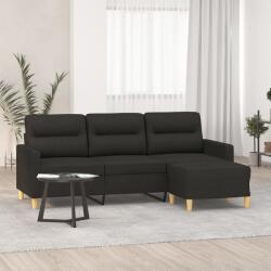 vidaXL Canapea cu 3 locuri cu taburet, negru, 180 cm, material textil GartenMobel Dekor (3201077) Canapea