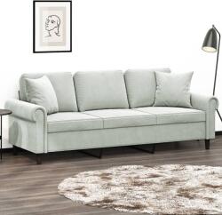 vidaXL Canapea cu 3 locuri cu pernute, gri deschis, 180 cm, catifea GartenMobel Dekor (3200955) Canapea
