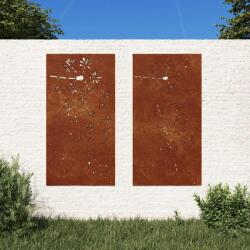 vidaXL Decor perete gradina 2 buc. 105x55 cm design flori otel Corten GartenMobel Dekor (824495)