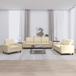 vidaXL Set de canapele, 3 piese, crem, material GartenMobel Dekor (3201868) Canapea