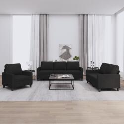 vidaXL Set de canapele cu perne, 3 piese, negru, textil GartenMobel Dekor (3201432) Canapea