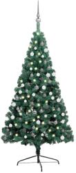vidaXL Jumatate brad Craciun artificial cu set globuri verde 180 cm GartenMobel Dekor (3077651)