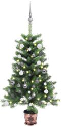 vidaXL Brad Craciun pre-iluminat artificial, set globuri, verde, 90 cm GartenMobel Dekor (3077724)