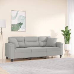 vidaXL Canapea cu 3 locuri si perne, gri deschis, 180 cm, microfibra GartenMobel Dekor (3200978) Canapea