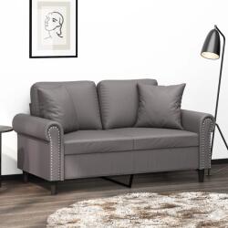 vidaXL Canapea cu 2 locuri cu pernute, gri, 120 cm, piele ecologica GartenMobel Dekor (3200927) Canapea