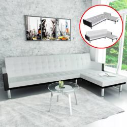 vidaXL Canapea extensibila în forma de L, piele artificiala, alb GartenMobel Dekor (244329) Canapea