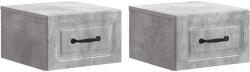vidaXL Set 2 noptiere suspendate gri beton 34, 5 x 33 x 20 cm (899282)