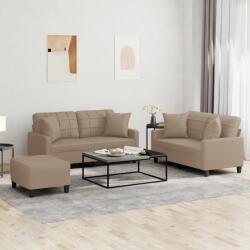 vidaXL Set de canapele cu perne, 3 piese, cappuccino, piele ecologica GartenMobel Dekor (3201377) Canapea