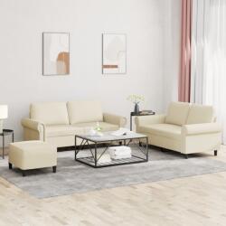 vidaXL Set de canapele cu perne, 3 piese, crem, piele ecologica GartenMobel Dekor (3202156) Canapea