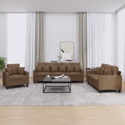 vidaXL Set de canapele cu perne, 3 piese, maro, textil GartenMobel Dekor (3201635) Canapea