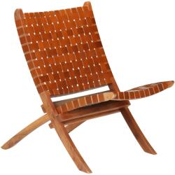 vidaXL Scaun pliant împletit, maro, piele naturala GartenMobel Dekor (246365)